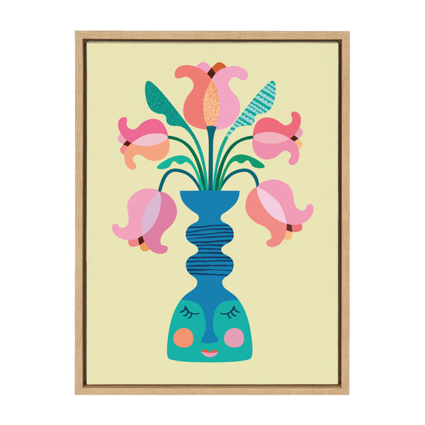 kate & laurel Sylvie Mid Century Modern Tulips Framed Canvas by Rachel Lee of My Dream Wall