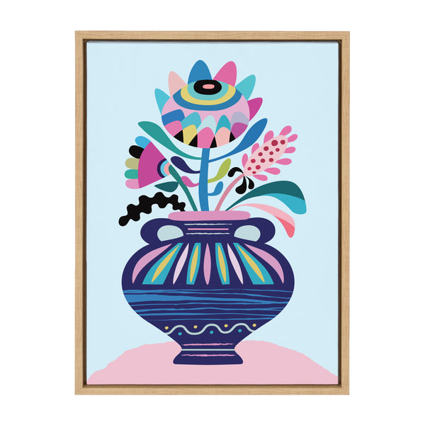 kate & laurel Sylvie Mid Century Modern Whimsical Floral Framed Canvas by Rachel Lee of My Dream Wall