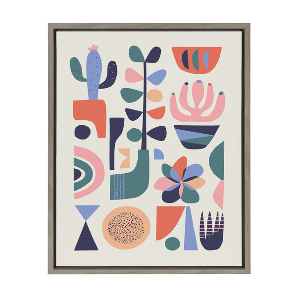 kate & laurel Sylvie Mid Century Succulents Framed Canvas by Rachel Lee of My Dream Wall