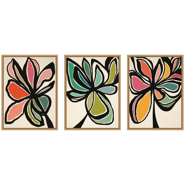 Kate & Laurel Sylvie Midnight Floral 1 2 And 3 Framed Canvas Art Set By Alicia Bock