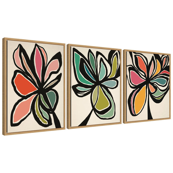 kate & laurel Sylvie Midnight Floral 1 2 and 3 Framed Canvas Art Set by Alicia Bock