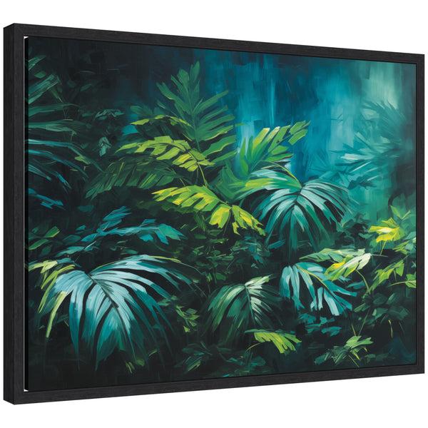 kate & laurel Sylvie Midnight Tropics Lush Landscape Framed Canvas by The Creative Bunch Studio