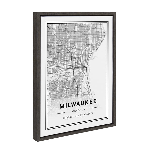 Kate & Laurel Sylvie Milwaukee Modern Map Framed Canvas By Jake Goossen