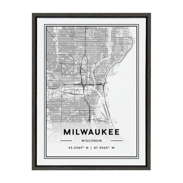 kate & laurel Sylvie Milwaukee Modern Map Framed Canvas by Jake Goossen