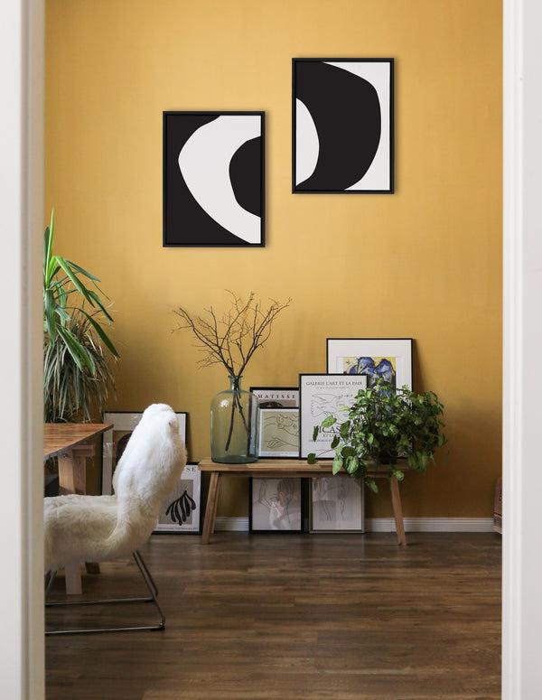 Kate & Laurel Sylvie Minimal Modern Organic Abstraction 1 And 2 Black And White Framed Canvas Art Set By The Creative Bunch Studio
