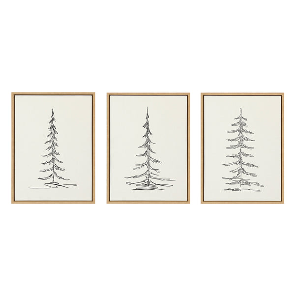 Kate & Laurel Sylvie Minimalist Evergreen Trees Framed Canvas Set By The Creative Bunch Studio