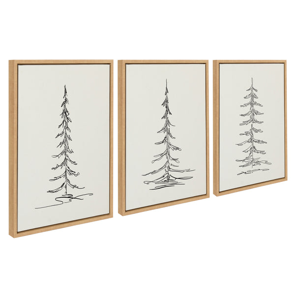 Kate & Laurel Sylvie Minimalist Evergreen Trees Framed Canvas Set By The Creative Bunch Studio