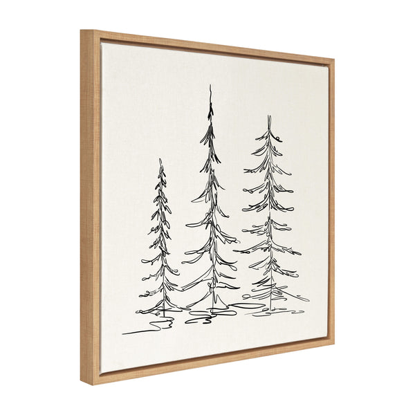 Kate & Laurel Sylvie Minimalist Evergreen Trees Sketch Framed Canvas By The Creative Bunch Studio