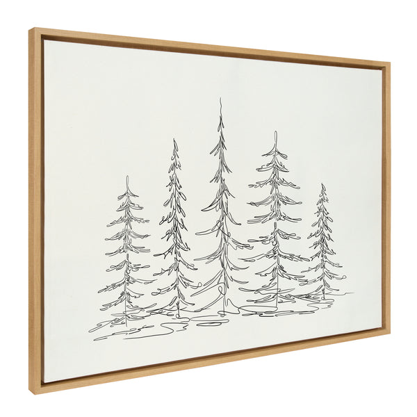 kate & laurel Sylvie Minimalist Evergreen Trees Sketch Framed Canvas by The Creative Bunch Studio