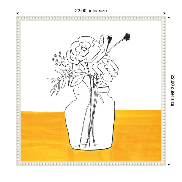 Kate & Laurel Sylvie Minimalist Floral Vase On Yellow Table Framed Canvas By Teju Reval