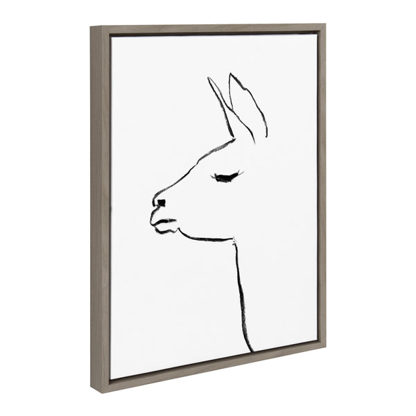 Kate & Laurel Sylvie Minimalist Llama Framed Canvas By Teju Reval
