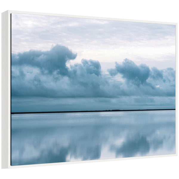 Kate & Laurel Sylvie Minimalist Sky Reflection In Iceland Framed Canvas By Michael Schauer