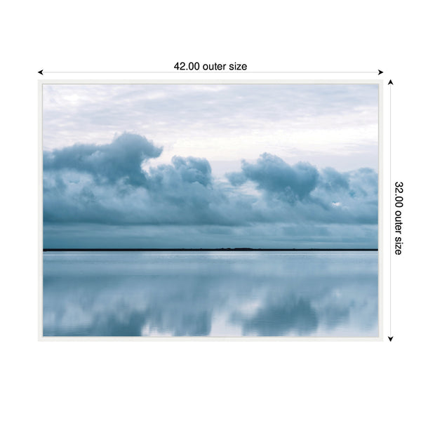 Kate & Laurel Sylvie Minimalist Sky Reflection In Iceland Framed Canvas By Michael Schauer