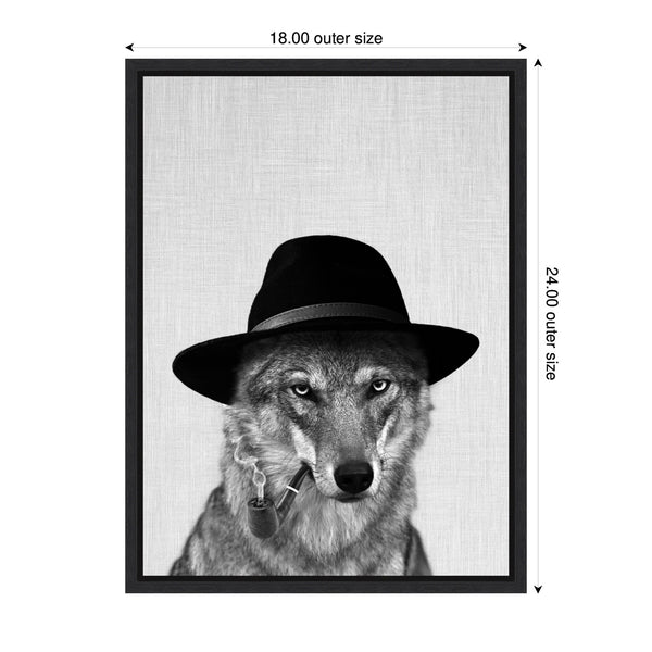 Kate & Laurel Sylvie Minimalist Wolf Woody Hutson Framed Canvas By Simon Te Of Tai Prints