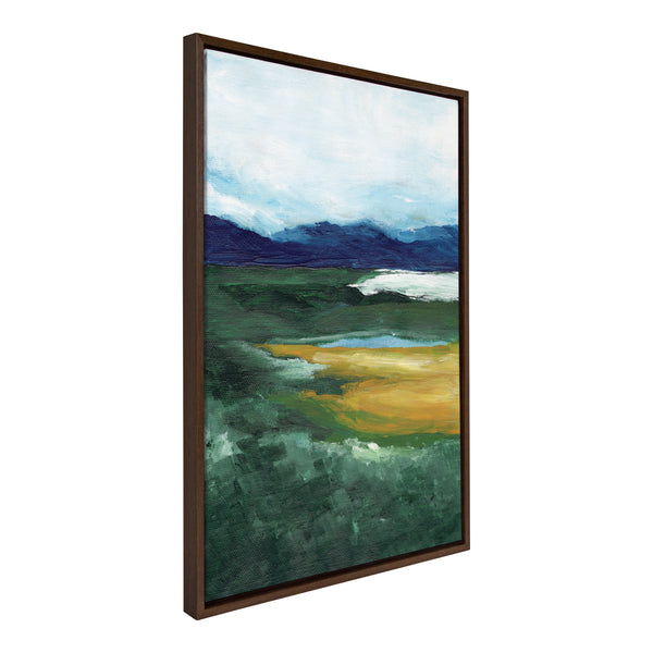 Kate & Laurel Sylvie Misty Green Framed Canvas By Nikita Jariwala
