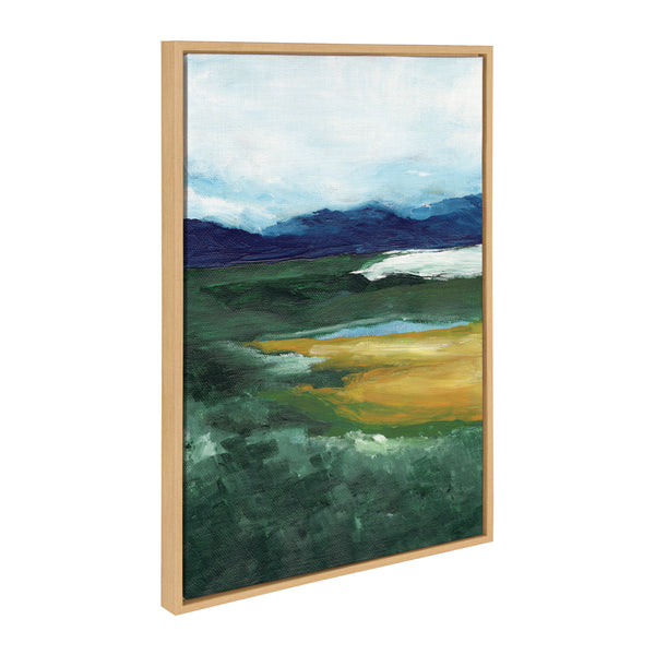 kate & laurel Sylvie Misty Green Framed Canvas by Nikita Jariwala