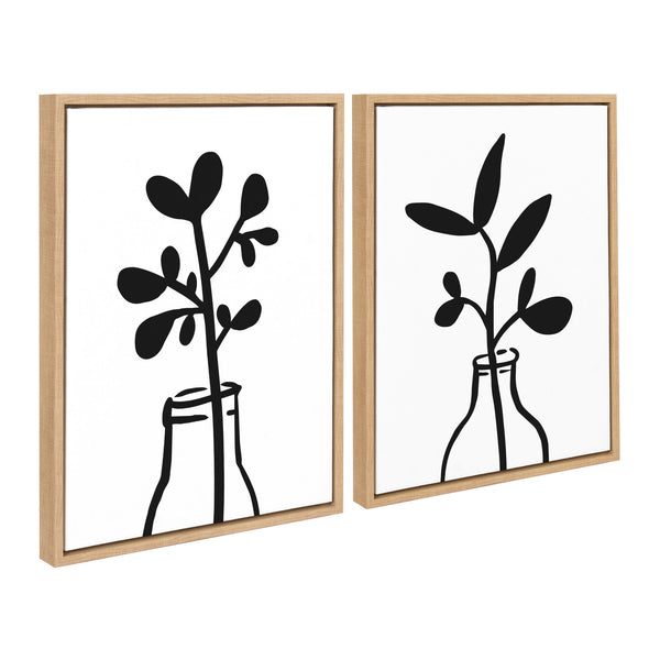 Kate & Laurel Sylvie Modern Botanical Framed Canvas Set By The Creative Bunch Studio