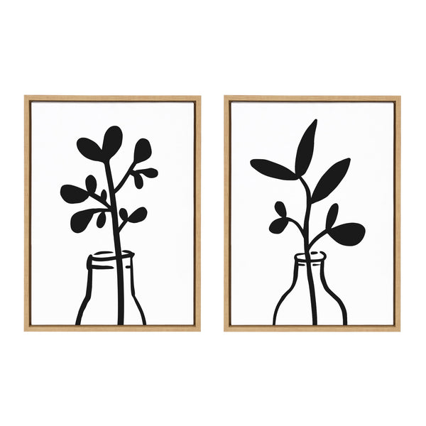 kate & laurel Sylvie Modern Botanical Framed Canvas Set by The Creative Bunch Studio