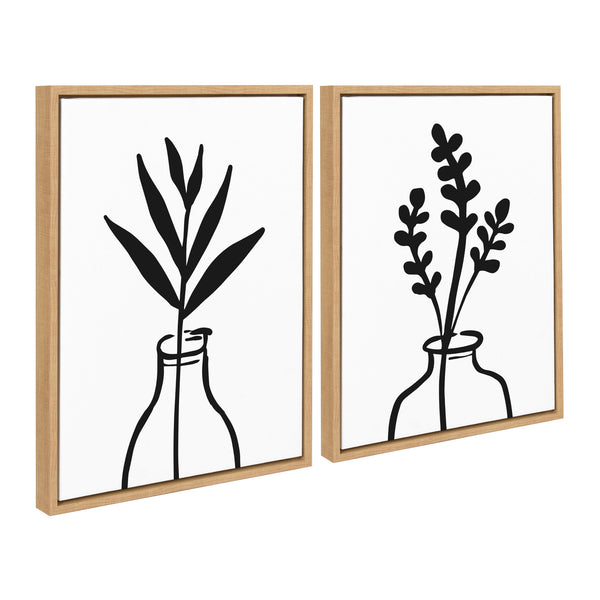 Kate & Laurel Sylvie Modern Botanical Vase Framed Canvas Set By The Creative Bunch Studio