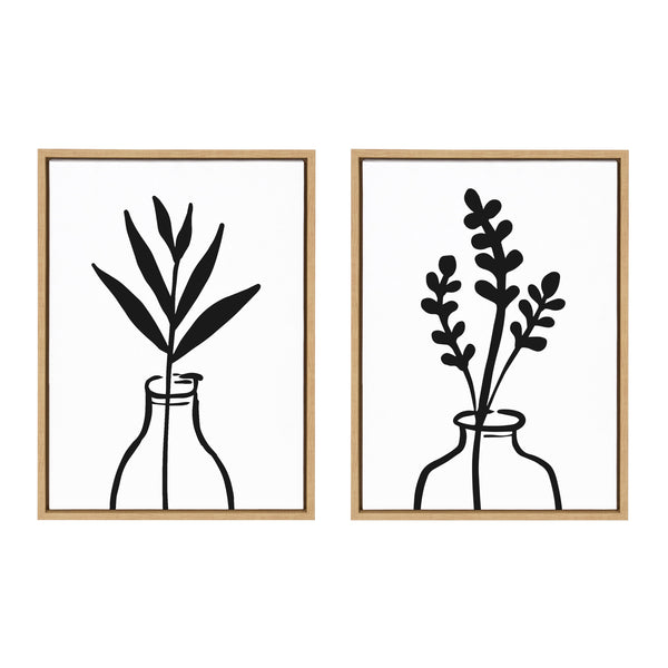 kate & laurel Sylvie Modern Botanical Vase Framed Canvas Set by The Creative Bunch Studio