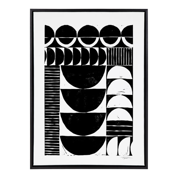 kate & laurel Sylvie Modern Circular Block Print Framed Canvas by Statement Goods