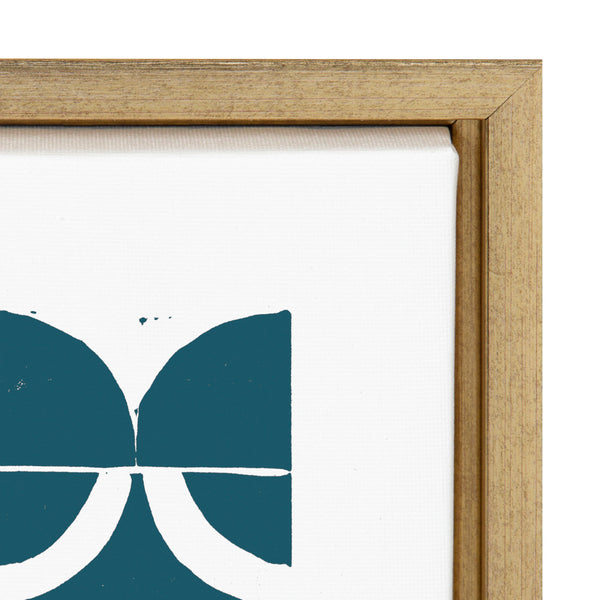 Kate & Laurel Sylvie Modern Circular Pattern Block Print Teal Framed Canvas By Statement Goods