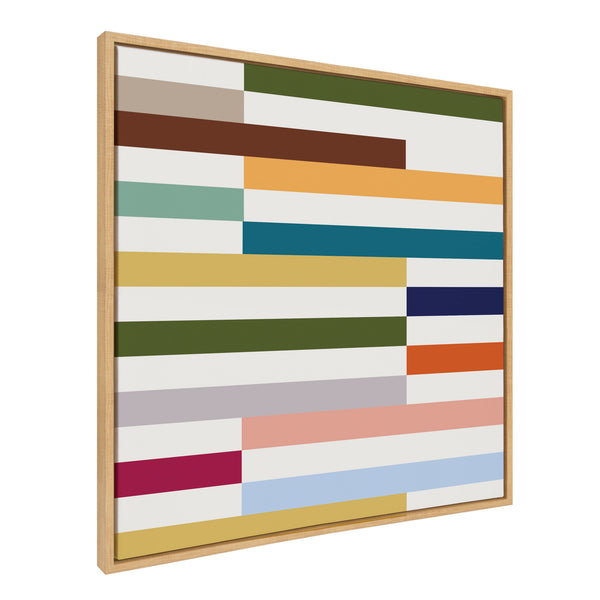 kate & laurel Sylvie Modern Color Block Stacks I Framed Canvas by The Creative Bunch Studio