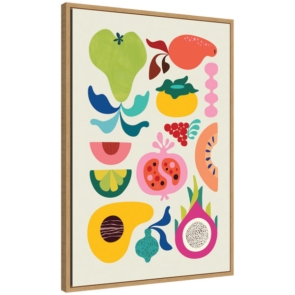 kate & laurel Sylvie Modern Colorful Abstract Fruits Framed Canvas by Rachel Lee