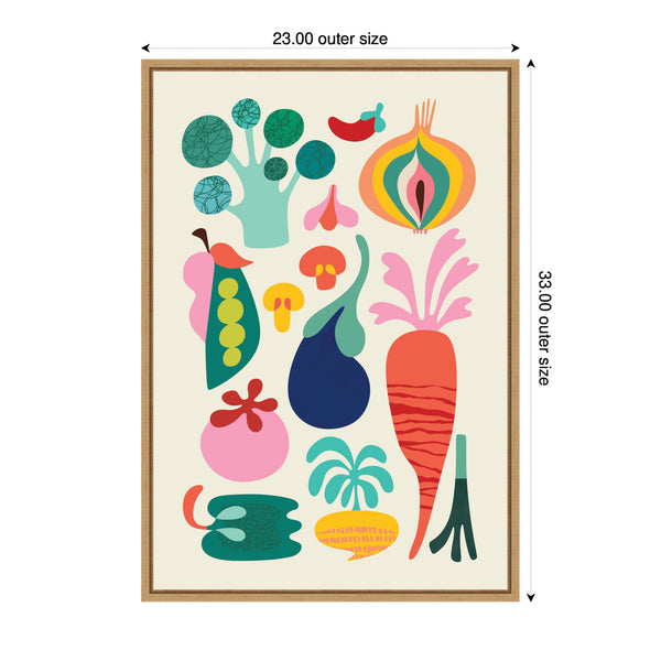 Kate & Laurel Sylvie Modern Colorful Abstract Veggies Framed Canvas By Rachel Lee