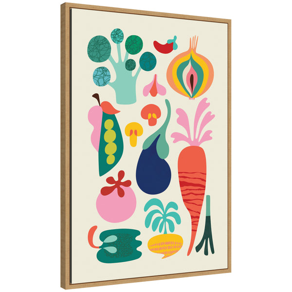 kate & laurel Sylvie Modern Colorful Abstract Veggies Framed Canvas by Rachel Lee