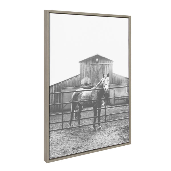 Kate & Laurel Sylvie Modern Farmhouse Horse Black And White Framed Canvas By Patricia Hasz Of Patricia Rae Photography