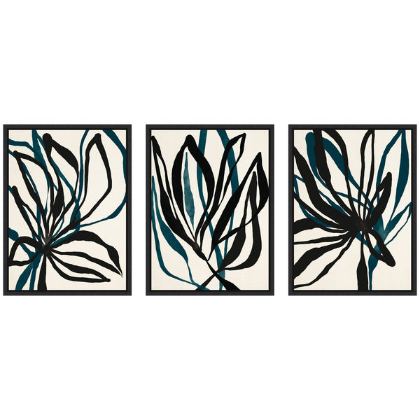 Kate & Laurel Sylvie Modern Floral 1 2 And 3 Framed Canvas Art Set By Alicia Bock