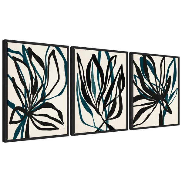 kate & laurel Sylvie Modern Floral 1 2 and 3 Framed Canvas Art Set by Alicia Bock