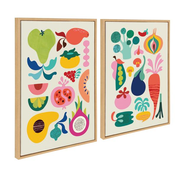 Kate & Laurel Sylvie Modern Fruits And Modern Veggies Framed Canvas Art Set By Rachel Lee Of My Dream Wall