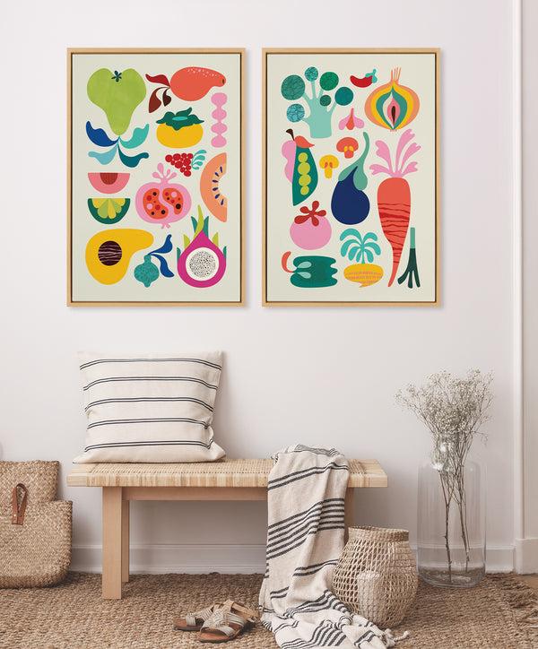 Kate & Laurel Sylvie Modern Fruits And Modern Veggies Framed Canvas Art Set By Rachel Lee Of My Dream Wall