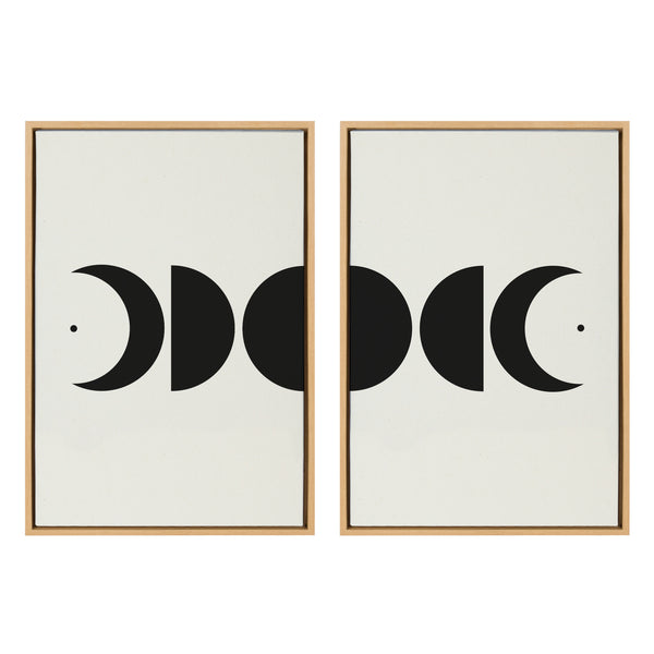 Kate & Laurel Sylvie Modern Geometric Moon Phases Framed Canvas Set By The Creative Bunch Studio