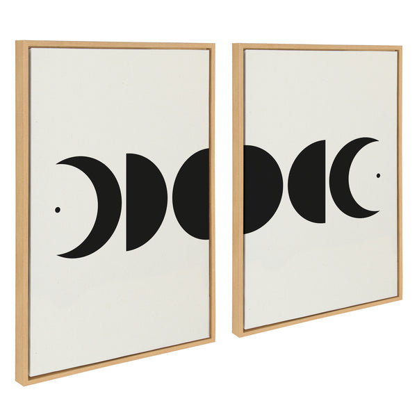 Kate & Laurel Sylvie Modern Geometric Moon Phases Framed Canvas Set By The Creative Bunch Studio