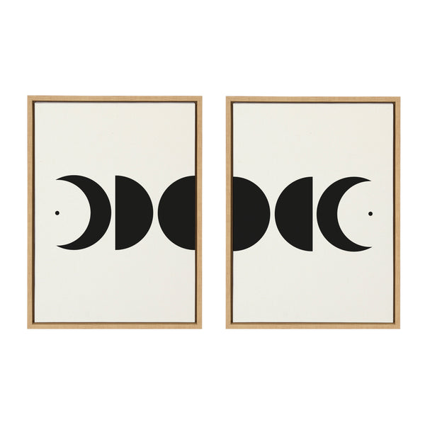 kate & laurel Sylvie Modern Geometric Moon Phases Framed Canvas Set by The Creative Bunch Studio