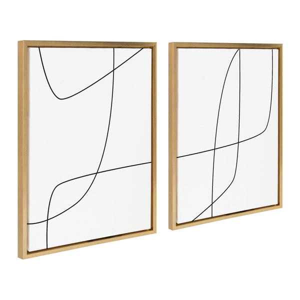 Kate & Laurel Sylvie Modern Line Abstract 3 And 4 Black And White Framed Canvas By The Creative Bunch Studio