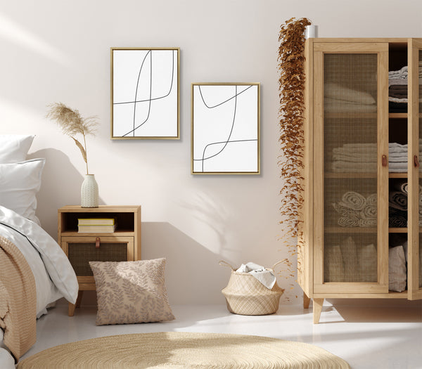 Kate & Laurel Sylvie Modern Line Abstract 3 And 4 Black And White Framed Canvas By The Creative Bunch Studio