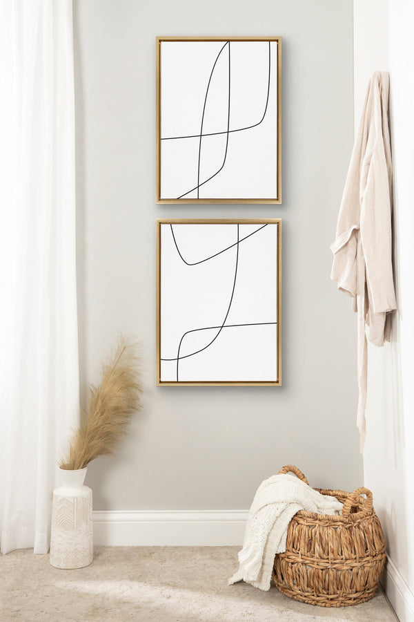 Kate & Laurel Sylvie Modern Line Abstract 3 And 4 Black And White Framed Canvas By The Creative Bunch Studio