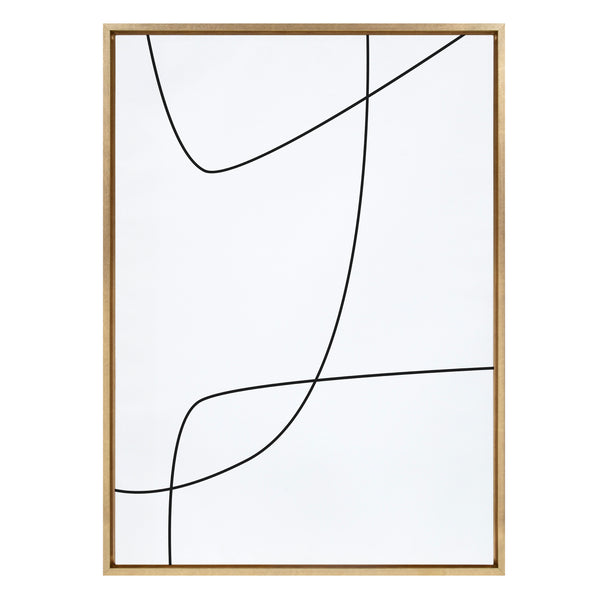 kate & laurel Sylvie Modern Line Abstract 3 BW Framed Canvas by The Creative Bunch Studio