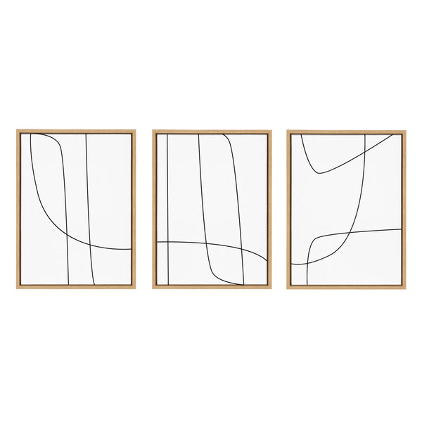 Kate & Laurel Sylvie Modern Line Abstract Black And White Framed Canvas Set By The Creative Bunch Studio
