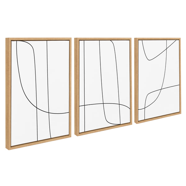 Kate & Laurel Sylvie Modern Line Abstract Black And White Framed Canvas Set By The Creative Bunch Studio