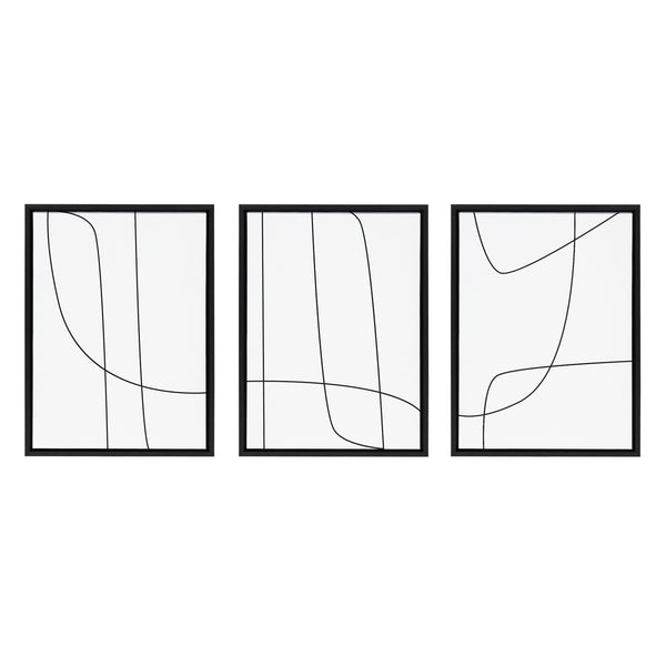 kate & laurel Sylvie Modern Line Abstract Black and White Framed Canvas Set by The Creative Bunch Studio
