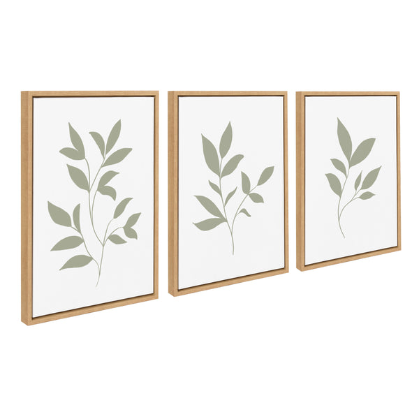 kate & laurel Sylvie Modern Sage Green Botanical Outdoor Nature Print 1 2 and 3 Framed Canvas by The Creative Bunch Studio