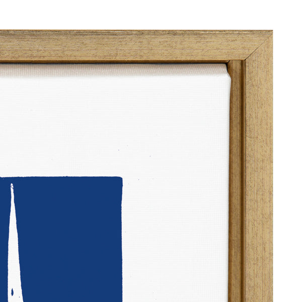 Kate & Laurel Sylvie Modern Tribal Block Print Indigo Framed Canvas By Statement Goods