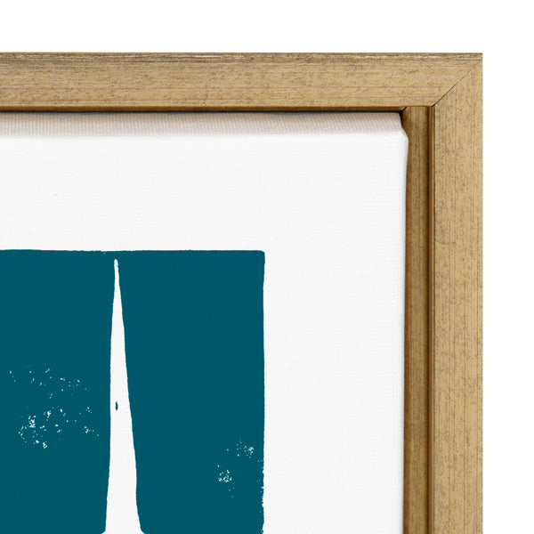 Kate & Laurel Sylvie Modern Tribal Block Print Teal Framed Canvas By Statement Goods