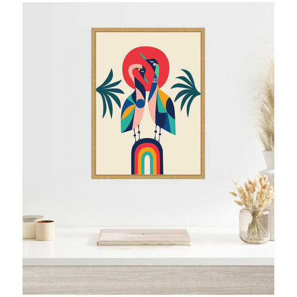Kate & Laurel Sylvie Modern Vibrant Rainbow Geese Framed Canvas By Rachel Lee