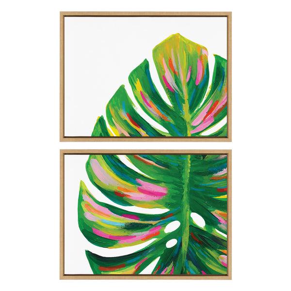 Kate & Laurel Sylvie Monstera 1 And 2 Framed Canvas Art Set By Jessi Raulet Of Ettavee